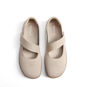 DREAM PAIRS Women's Mary Jane Ballet Flats Barefoot Knit Wide Toe Box Arch Support Flat Shoes for Women Dressy Casual Office Business Work Travel Walk,Size 10,Nude,SDFA26004W