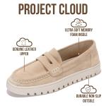 Project Cloud 100% Genuine Leather Loafers for Women – Memory Foam Insoles Slip On Shoes for Women – Lightweight Womens Shoes – Non Slip Womens Loafers (Filide1, Nude,9)