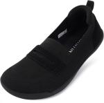 WHITIN Women's Loafers Round Toe Flat Shoes Wide Toe Box Barefoot Minimalist Zero Drop Sole Size 9.5 Width Knit Driving Dressy Slip on Office Fit Black 41
