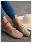 MakeMeChic Women's Suede Flats Shoes Closed Toe Ballet Flats Dressy Casual Potato Shoes Brown 8
