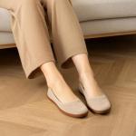 DREAM PAIRS Women's Ballet Flats Dressy Arch Support Wide Toe Box Knit Flats Comfortable Round Toe Slip On Travel Work Business Office Barefoot Shoes,Size 9,Nude,SDFA26015W