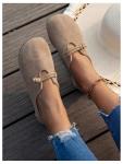 MakeMeChic Women's Suede Flats Shoes Closed Toe Ballet Flats Dressy Casual Potato Shoes Brown 8.5