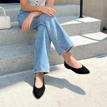 DREAM PAIRS Women's Knit Ballet Dressy Flats Comfortable Washable Flexible Breathable Casual Classic Work Office Walk Pointed Toe Flats,Size 7,Black,SDFA26003W