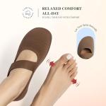 DREAM PAIRS Women's Mary Jane Ballet Flats Barefoot Knit Wide Toe Box Arch Support Flat Shoes for Women Dressy Casual Office Business Work Travel Walk,Size 11,Brown,SDFA26004W