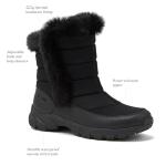 Lands' End Expedition Slip On Insulated Waterproof Winter Boots for Women, Puffer Fur Trimmed Hook & Loop Womens Boots, Medium or Wide Width Sizes 6 to 11, Black, Brown or White - Black, 9.5 Medium