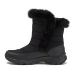 Lands' End Expedition Slip On Insulated Waterproof Winter Boots for Women, Puffer Fur Trimmed Hook & Loop Womens Boots, Medium or Wide Width Sizes 6 to 11, Black, Brown or White - Black, 9.5 Medium