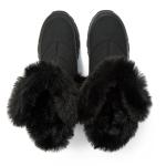 Lands' End Expedition Slip On Insulated Waterproof Winter Boots for Women, Puffer Fur Trimmed Hook & Loop Womens Boots, Medium or Wide Width Sizes 6 to 11, Black, Brown or White - Black, 9.5 Medium