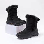 Lands' End Expedition Slip On Insulated Waterproof Winter Boots for Women, Puffer Fur Trimmed Hook & Loop Womens Boots, Medium or Wide Width Sizes 6 to 11, Black, Brown or White - Black, 9.5 Medium