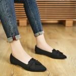 HIULYCENCE Women's Flats Shoes Pointed Toe Ballet Flats with Bow Comfortable Knit Dressy Flats Black US8