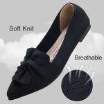 HIULYCENCE Women's Flats Shoes Pointed Toe Ballet Flats with Bow Comfortable Knit Dressy Flats Black US8