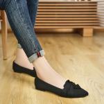 HIULYCENCE Women's Flats Shoes Pointed Toe Ballet Flats with Bow Comfortable Knit Dressy Flats Black US8