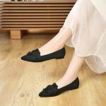 HIULYCENCE Women's Flats Shoes Pointed Toe Ballet Flats with Bow Comfortable Knit Dressy Flats Black US8