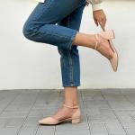 DREAM PAIRS Women's Dress Shoes Low Heel Pumps Closed Pointed Toe Comfort Casual D'Orsay Flats Ankle Strap,Size 11,Nude,DWUMPU2569