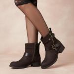 Dunes Max Motorcycle Womens Ankle Boots – Comfortable Booties for Women with Zipper & Buckle, Combat Boots Style, Memory Foam, Wide Width Options BROWN 6