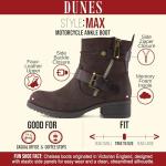 Dunes Max Motorcycle Womens Ankle Boots – Comfortable Booties for Women with Zipper & Buckle, Combat Boots Style, Memory Foam, Wide Width Options BROWN 6