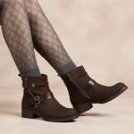 Dunes Max Motorcycle Womens Ankle Boots – Comfortable Booties for Women with Zipper & Buckle, Combat Boots Style, Memory Foam, Wide Width Options BROWN 6