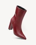 NEWBELLA Women's British Style Ankle Boots - Fashionable Vegan Leather Short Boots, Versatile Chunky Heel Booties for Everyday Wear, Burgundy 7.5