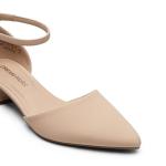 DREAM PAIRS Women's Dress Shoes Low Heel Pumps Closed Pointed Toe Comfort Casual D'Orsay Flats Ankle Strap,Size 11,Nude,DWUMPU2569