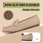 ABEJOJO Women's Loafer Shoes, Comfortable Slip on Casual Flat Penny Shoes for Walking, Driving, Dressy (Beige Suede 8)