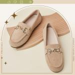 ABEJOJO Women's Loafer Shoes, Comfortable Slip on Casual Flat Penny Shoes for Walking, Driving, Dressy (Beige Suede 8)