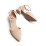 DREAM PAIRS Women's Dress Shoes Low Heel Pumps Closed Pointed Toe Comfort Casual D'Orsay Flats Ankle Strap,Size 11,Nude,DWUMPU2569