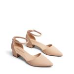 DREAM PAIRS Women's Dress Shoes Low Heel Pumps Closed Pointed Toe Comfort Casual D'Orsay Flats Ankle Strap,Size 11,Nude,DWUMPU2569