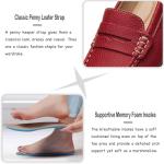 KORDAL Women's Comfortable & Lightweight Red Leather Penny Loafers Slip-Ons Cute Business Casual Dress Shoes Work Office Flats Everyday Walking Shoes Driving Mocs for Women 6 M US