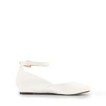 DREAM PAIRS Women's Dress Flats Ballet Low Wedge Round Toe Ankle Strap Comfortable Casual Flats Shoes,Size 8.5,White/Pu,REVONA