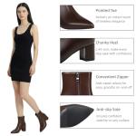 Abbleet Women's Ankle Boots Pointed Toe Chunky Block Heel Short Boots for Women Low Heeled Booties（Brown,8）