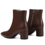 Abbleet Women's Ankle Boots Pointed Toe Chunky Block Heel Short Boots for Women Low Heeled Booties（Brown,8）