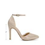 DREAM PAIRS Women's Oppointed-Lacey Pointed Toe Ankle Strap High Heel Stiletto Pumps Wedding Dress Shoes,Size 8.5,Gold/Glitter,Oppointed_Lacey