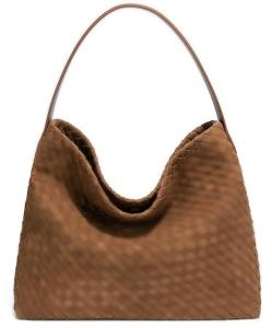 Woven Suede Shoulder Bag for Women Suede Hobo Bag Tote Elegant Handbag Satchel for Work Travel