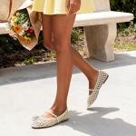 DREAM PAIRS Woven Ballet Mary Jane Flats for Women Dressy Comfortable Square Toe Ballerina Flats with Adjustable Buckle Strap for Work Casual Travel Daily,Size 9,Beige,SDFA26006W