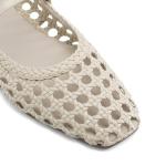 DREAM PAIRS Woven Ballet Mary Jane Flats for Women Dressy Comfortable Square Toe Ballerina Flats with Adjustable Buckle Strap for Work Casual Travel Daily,Size 9,Beige,SDFA26006W