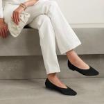 TINGRISE Women's Flats Shoes Pointed Toe Knit Ballet Comfortable Dressy Slip On Flat Black US8