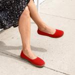 DREAM PAIRS Women's Ballet Flats Dressy Arch Support Wide Toe Box Knit Flats Comfortable Round Toe Slip On Travel Work Business Office Barefoot Shoes,Size 8,Red,SDFA26015W