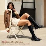 Vepose Women's Black Lace Platform Combat Knee High Boots with Comfort 953 Chunky Heel Size 8 (CJY953 Black 08)