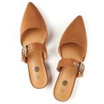 Rekayla Mules for Women Flats Comfortable Closed Pointed Toe Women Adjustable Mules Shoes Brown Size 9