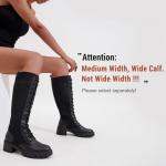 Vepose Women's Black Lace Platform Combat Knee High Boots with Comfort 953 Chunky Heel Size 8 (CJY953 Black 08)