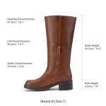 DREAM PAIRS Womens Knee High Boots Square Toe Platform Chunky Block Heel Banana Campus Boots for Women Comfortable Low Heel Side Zipper Womens Riding Tall Boots,Size 8,Light Brown,DWUMKB2539