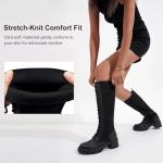Vepose Women's Black Lace Platform Combat Knee High Boots with Comfort 953 Chunky Heel Size 8 (CJY953 Black 08)