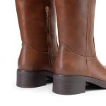 DREAM PAIRS Womens Knee High Boots Square Toe Platform Chunky Block Heel Banana Campus Boots for Women Comfortable Low Heel Side Zipper Womens Riding Tall Boots,Size 8,Light Brown,DWUMKB2539