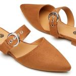 Rekayla Mules for Women Flats Comfortable Closed Pointed Toe Women Adjustable Mules Shoes Brown Size 9