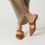 Rekayla Mules for Women Flats Comfortable Closed Pointed Toe Women Adjustable Mules Shoes Brown Size 9