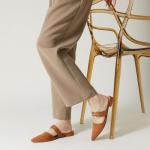 Rekayla Mules for Women Flats Comfortable Closed Pointed Toe Women Adjustable Mules Shoes Brown Size 9