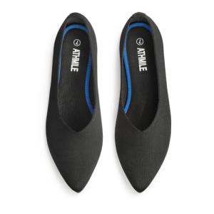 ATHMILE Pointed Toe Flats for Women Dressy Bronze Work Shoes Business Casul Knit Ballet Flats Slip on Office Ladies Comforttable Dress