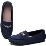 XRKJ Loafers for Women Comfortable Slip On Flats with Memory Foam Insole for Daily Wearing (Blue Suede 9)