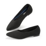 ATHMILE Pointed Toe Flats for Women Dressy Bronze Work Shoes Business Casul Knit Ballet Flats Slip on Office Ladies Comforttable Dress