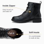 Vepose Women's Black Ankle Boots Lace up, Flat Fashion Combat Booties Low Heel, 910 Size 8.5 US (CJY910 Black 08.5)