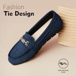 XRKJ Loafers for Women Comfortable Slip On Flats with Memory Foam Insole for Daily Wearing (Blue Suede 9)